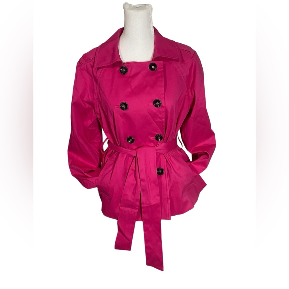 Apostrophe Small Hot Pink Double Breasted Women’s Blazer with Tie Waist - Picture 2 of 16